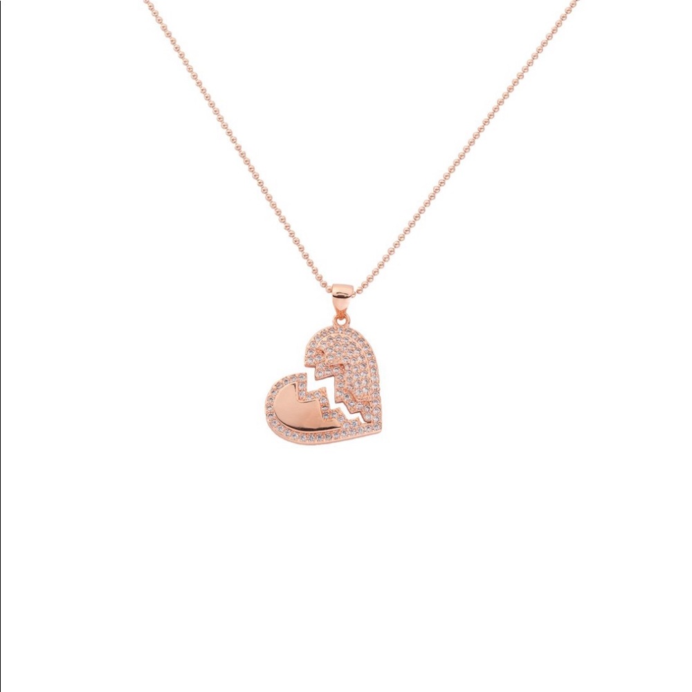 Broken heart necklace in rose gold